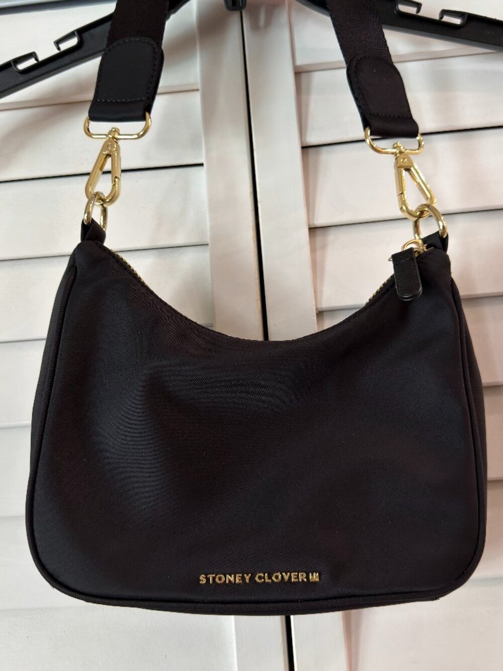 Stoney Clover Lane Mini Shoulder Bag Womens -  Black Nylon Gold Hardware